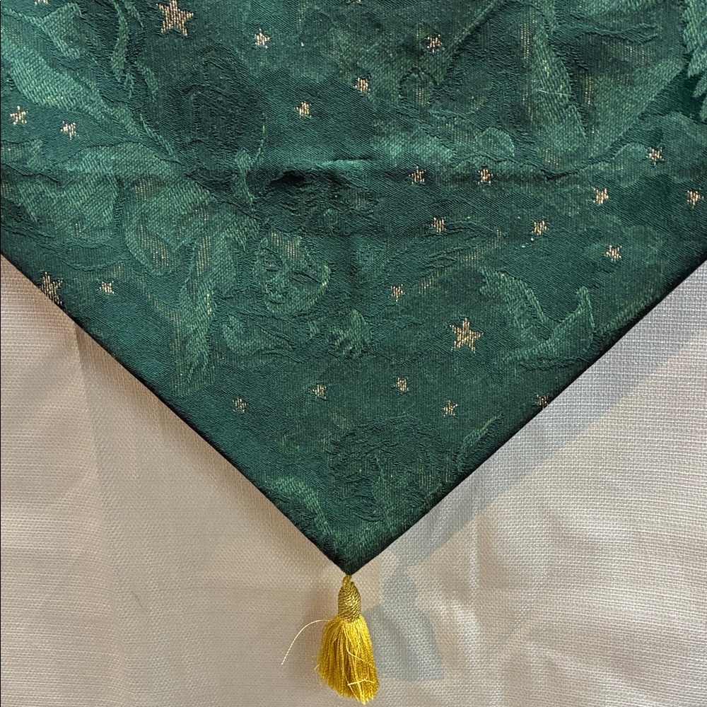 Green Table Runner with Gold Accents